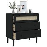 Commode SENJA aspect de rotin noir bois de pin solide