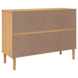 Buffet SENJA aspect rotin marron 112x40x80cm bois massif de pin