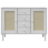 Buffet SENJA aspect rotin blanc 112x40x80cm bois massif de pin