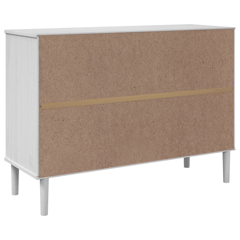 Buffet SENJA aspect rotin blanc 112x40x80cm bois massif de pin