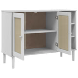 Buffet SENJA aspect rotin blanc 112x40x80cm bois massif de pin