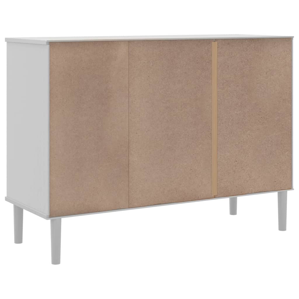 Buffet SENJA aspect rotin blanc 112x40x80cm bois massif de pin