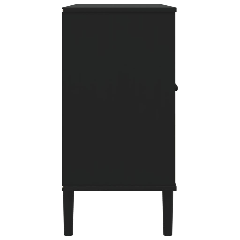 SENJA Sideboard schwarz Rattanoptik 112x40x80cm massives Kiefernholz