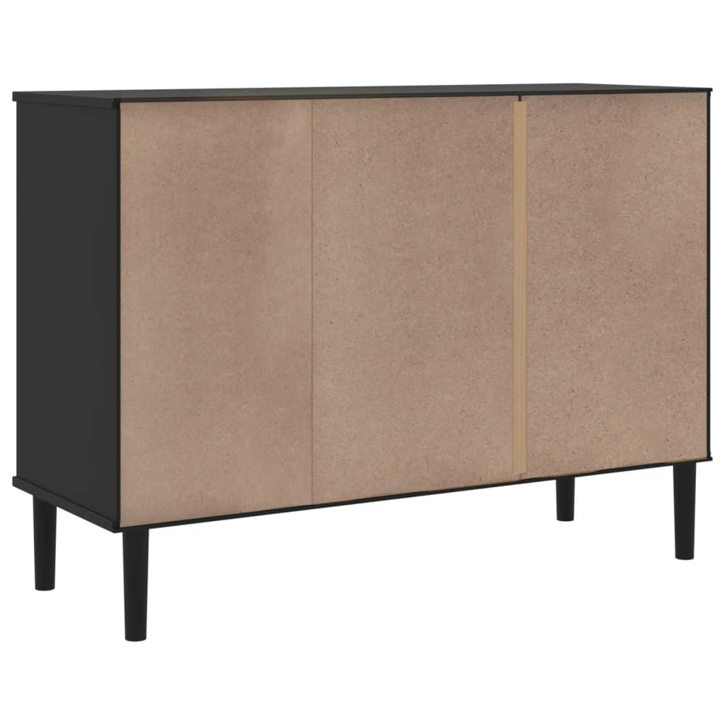 SENJA sideboard in black rattan look 112x40x80cm solid pine wood