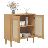 Buffet SENJA aspect rotin marron 80x35x80 cm bois massif de pin