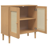 Buffet SENJA aspect rotin marron 80x35x80 cm bois massif de pin