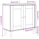 Buffet SENJA aspect rotin marron 80x35x80 cm bois massif de pin