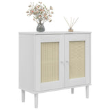 Buffet SENJA aspect rotin blanc 80x35x80 cm bois massif de pin