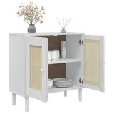 Buffet SENJA aspect rotin blanc 80x35x80 cm bois massif de pin