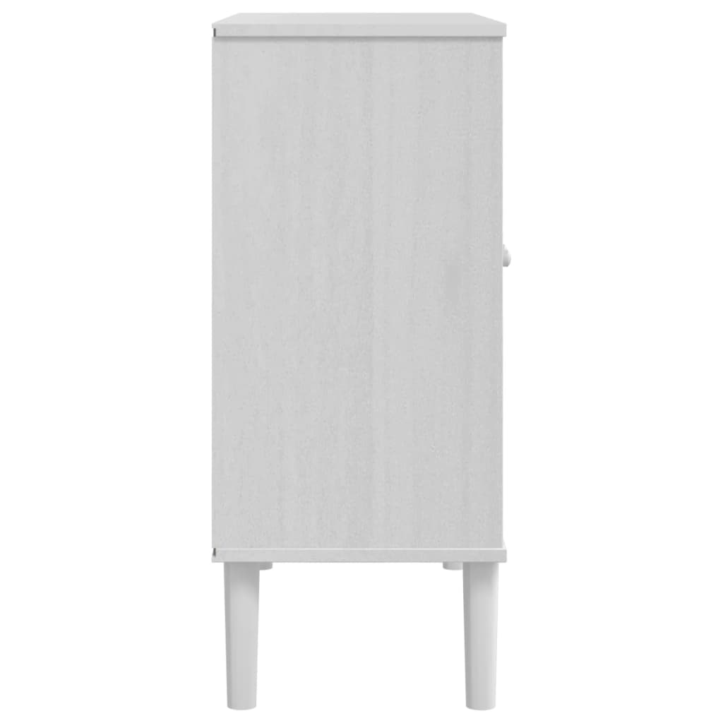 Buffet SENJA aspect rotin blanc 80x35x80 cm bois massif de pin