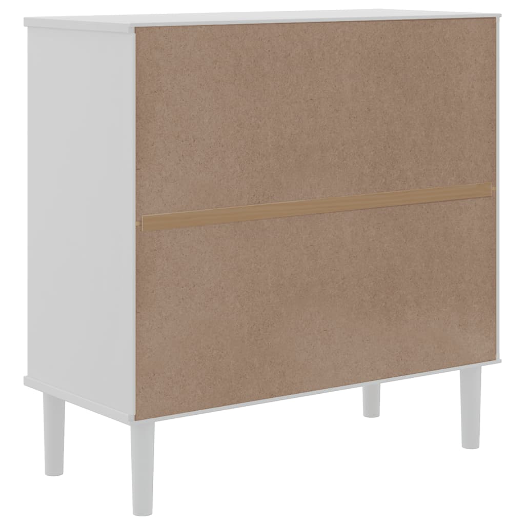 Buffet SENJA aspect rotin blanc 80x35x80 cm bois massif de pin