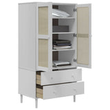 SENJA wardrobe in white rattan look 90x55x175cm solid pine wood