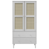 SENJA wardrobe in white rattan look 90x55x175cm solid pine wood