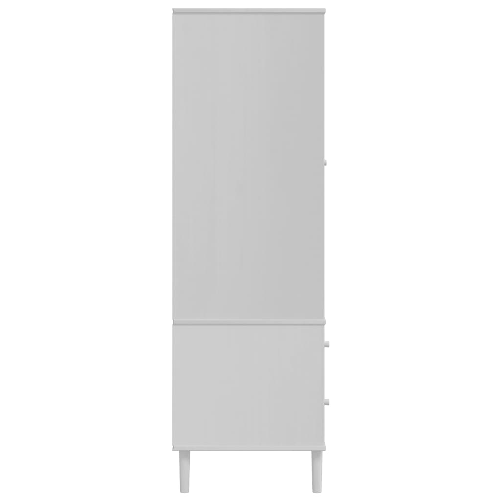 Garde-robe SENJA aspect rotin blanc 90x55x175cm bois massif pin