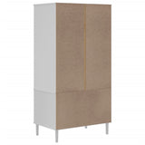 SENJA wardrobe in white rattan look 90x55x175cm solid pine wood