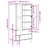 Garde-robe SENJA aspect rotin blanc 90x55x175cm bois massif pin