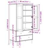 Garde-robe SENJA aspect rotin noir 90x55x175 cm bois massif pin