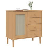 Buffet SENJA aspect rotin marron 80x40x80 cm bois massif de pin