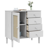 Buffet SENJA aspect rotin blanc 80x40x80 cm bois massif de pin