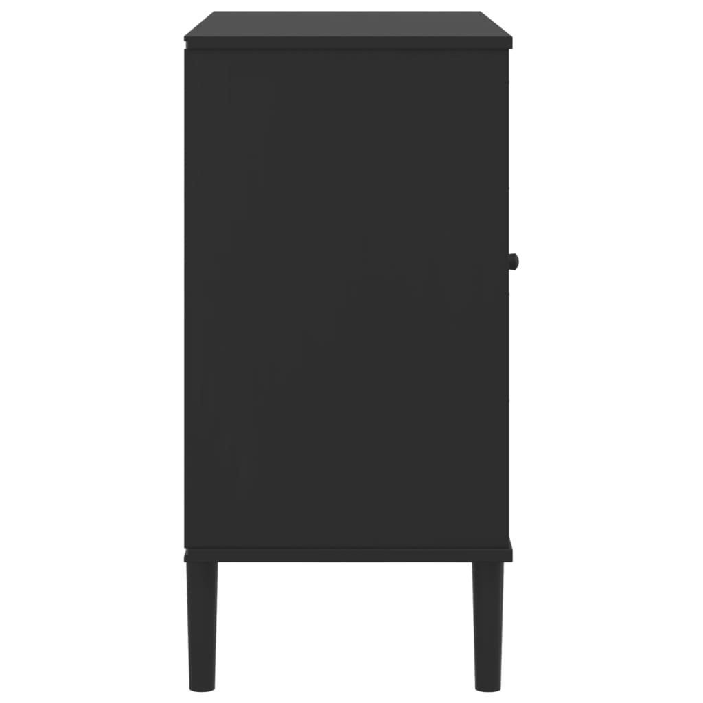 SENJA Sideboard schwarz Rattanoptik 80x40x80 cm massives Kiefernholz