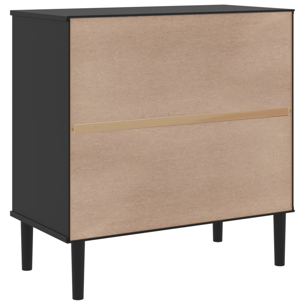 SENJA Sideboard schwarz Rattanoptik 80x40x80 cm massives Kiefernholz