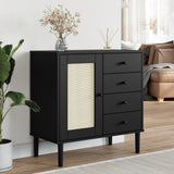 SENJA Sideboard schwarz Rattanoptik 80x40x80 cm massives Kiefernholz