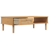 Table basse SENJA aspect rotin marron 100x55x33 cm bois massif