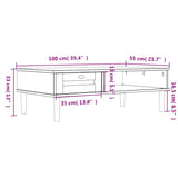 Table basse SENJA aspect rotin marron 100x55x33 cm bois massif