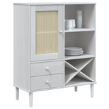 Buffet SENJA aspect rotin blanc 90x40x112cm bois massif de pin