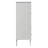 Buffet SENJA aspect rotin blanc 90x40x112cm bois massif de pin