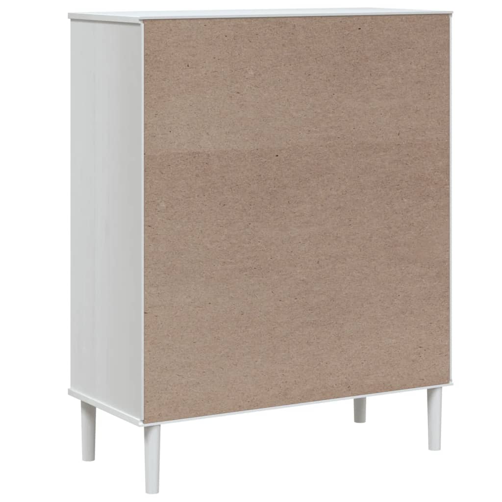 Buffet SENJA aspect rotin blanc 90x40x112cm bois massif de pin