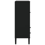 Buffet SENJA aspect rotin noir 90x40x112cm bois massif de pin