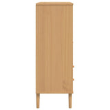 Buffet SENJA aspect rotin marron 90x40x112cm bois massif de pin