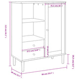 Buffet SENJA aspect rotin marron 90x40x112cm bois massif de pin