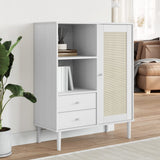 SENJA sideboard in white rattan look 90x40x112cm solid pine wood