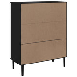 SENJA Sideboard schwarz Rattanoptik 90x40x112cm massives Kiefernholz