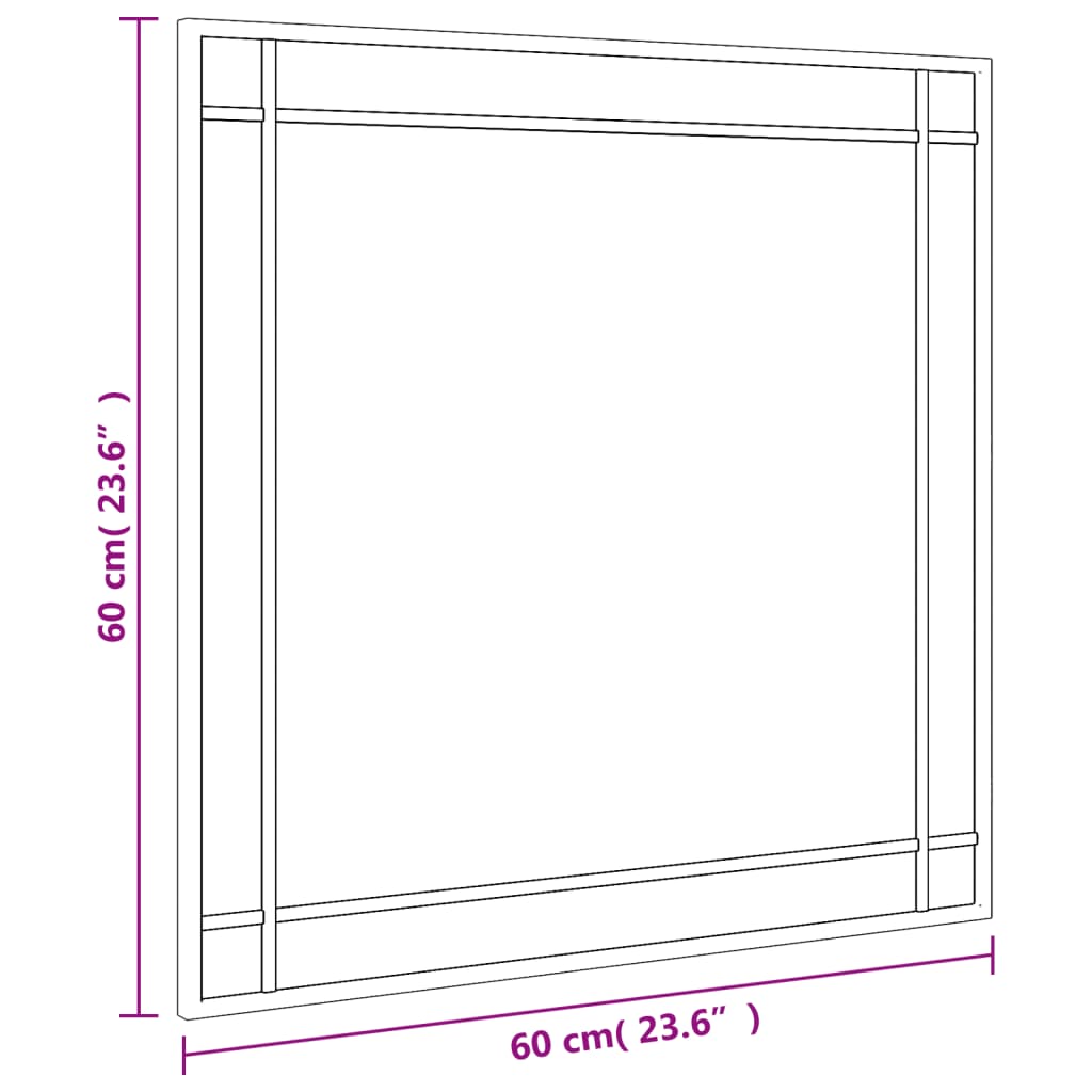 Schwarzer Wandspiegel 60x60 cm quadratisches Eisen