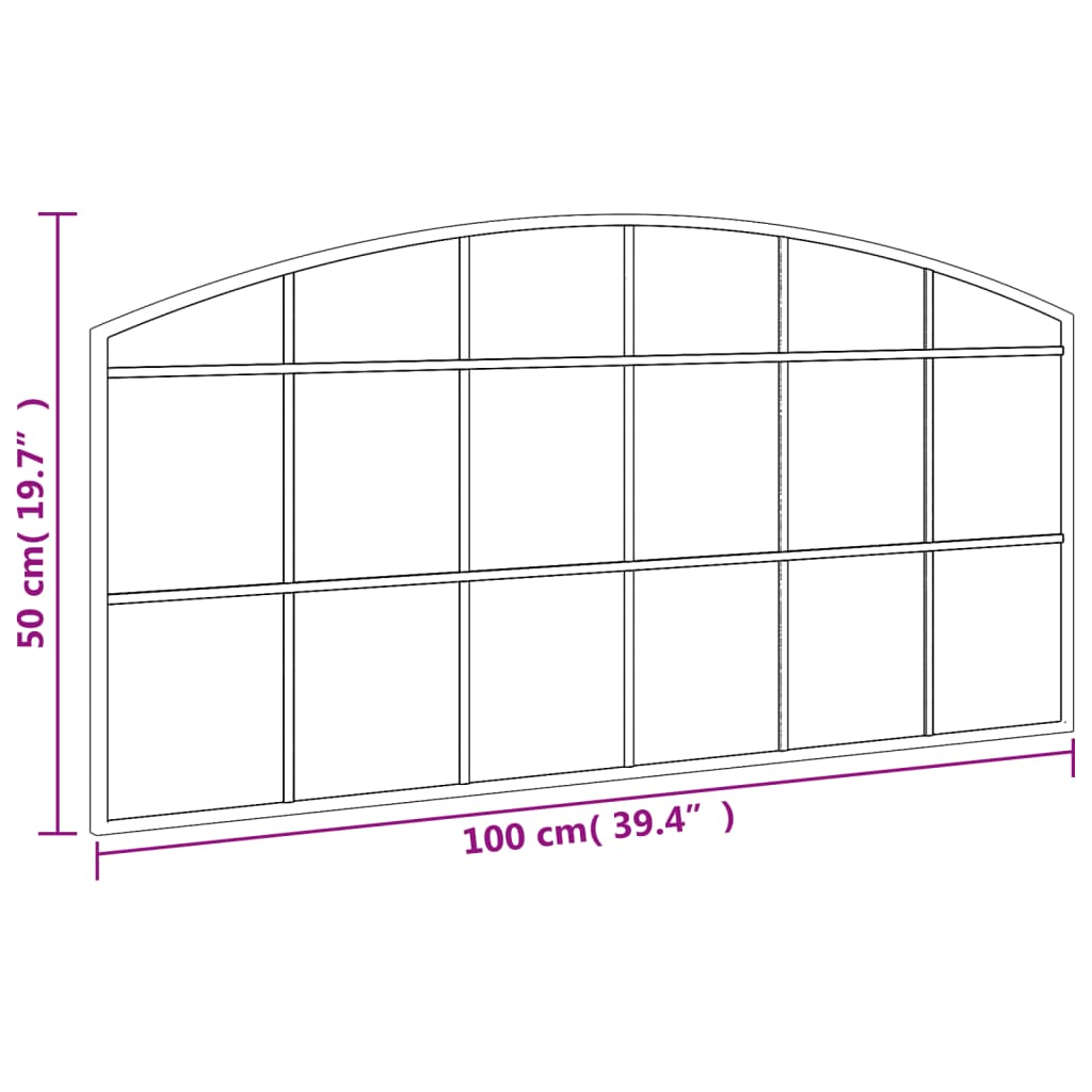 Miroir mural noir 100x50 cm arche fer