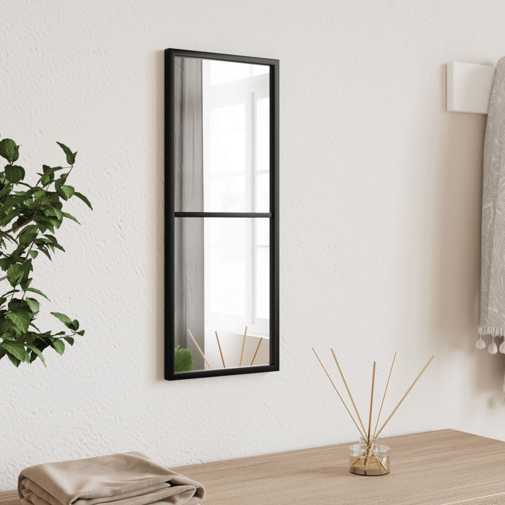 Black wall mirror 20x50 cm rectangular iron