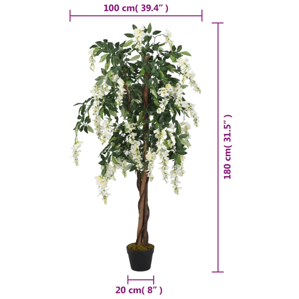 Glycine artificielle 1260 feuilles 180 cm vert et blanc