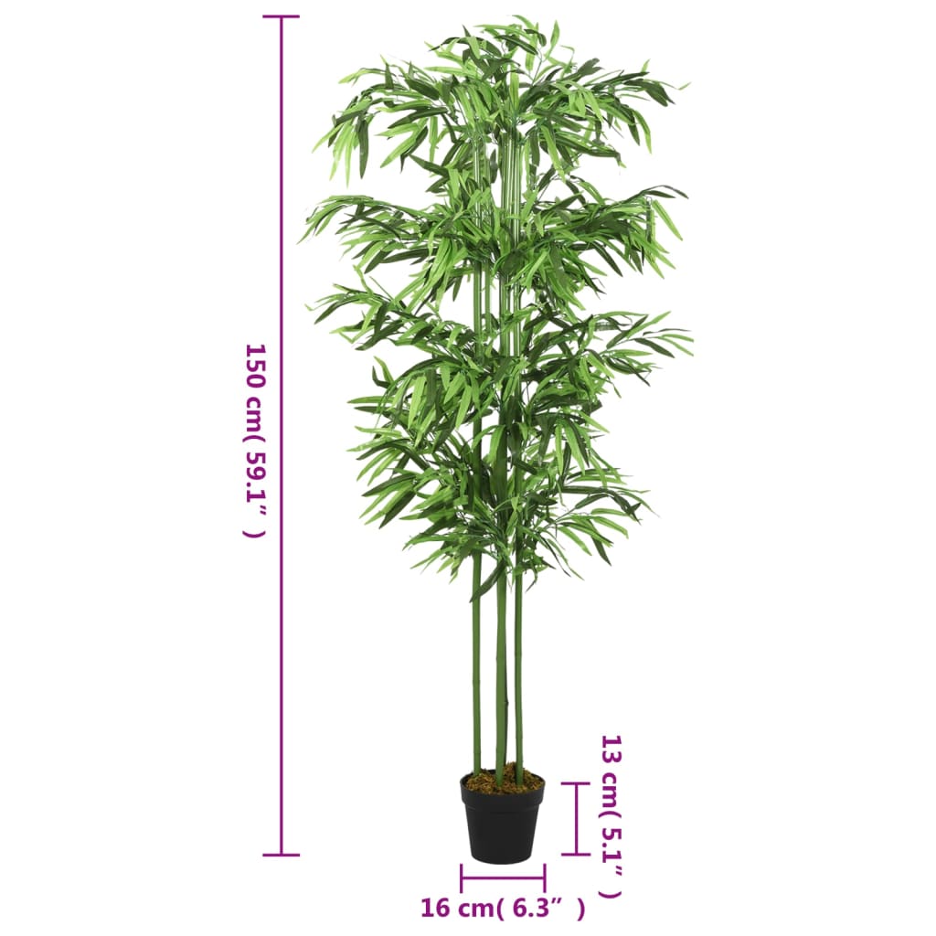 Künstlicher Bambus 576 Blätter 150 cm grün