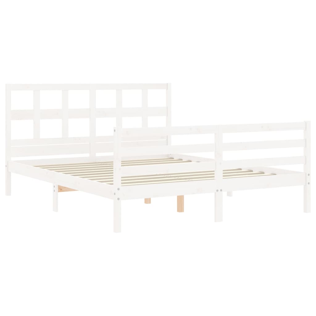 Cadre de lit sans matelas blanc bois de pin massif