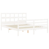 Cadre de lit sans matelas blanc bois de pin massif