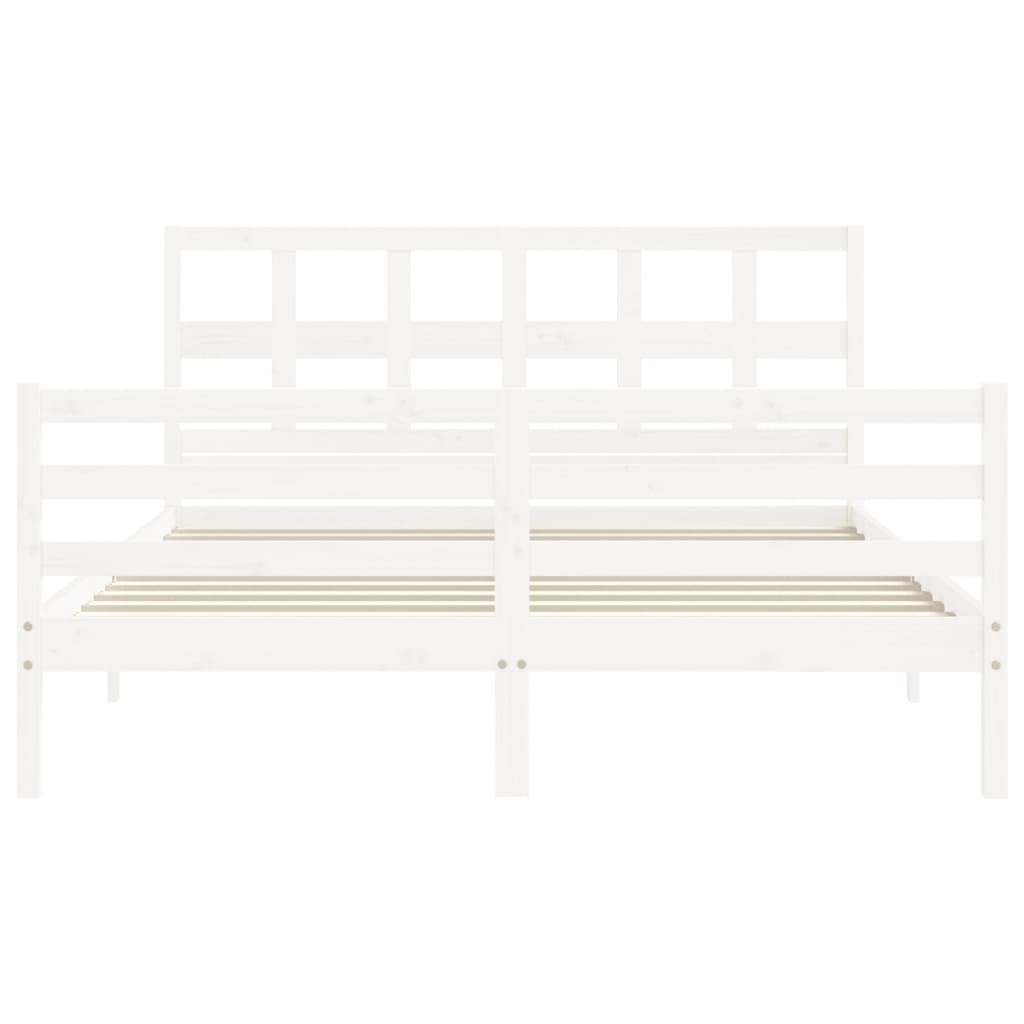 Cadre de lit sans matelas blanc bois de pin massif