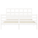 Cadre de lit sans matelas blanc bois de pin massif