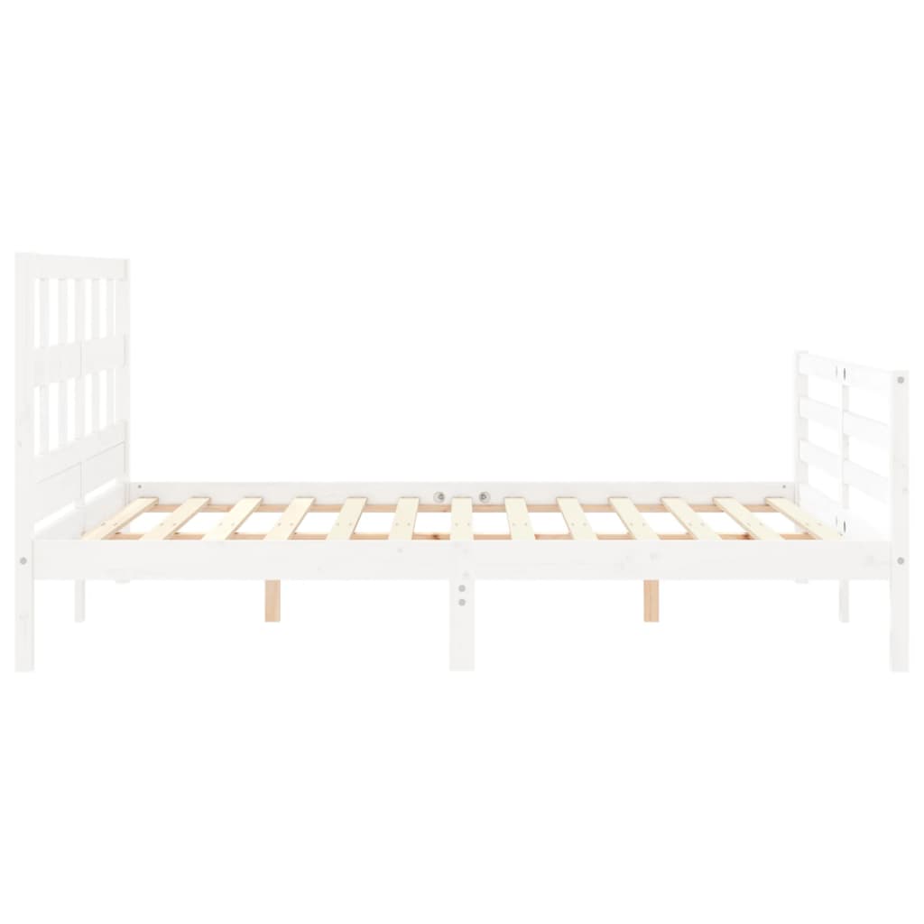 Cadre de lit sans matelas blanc bois de pin massif