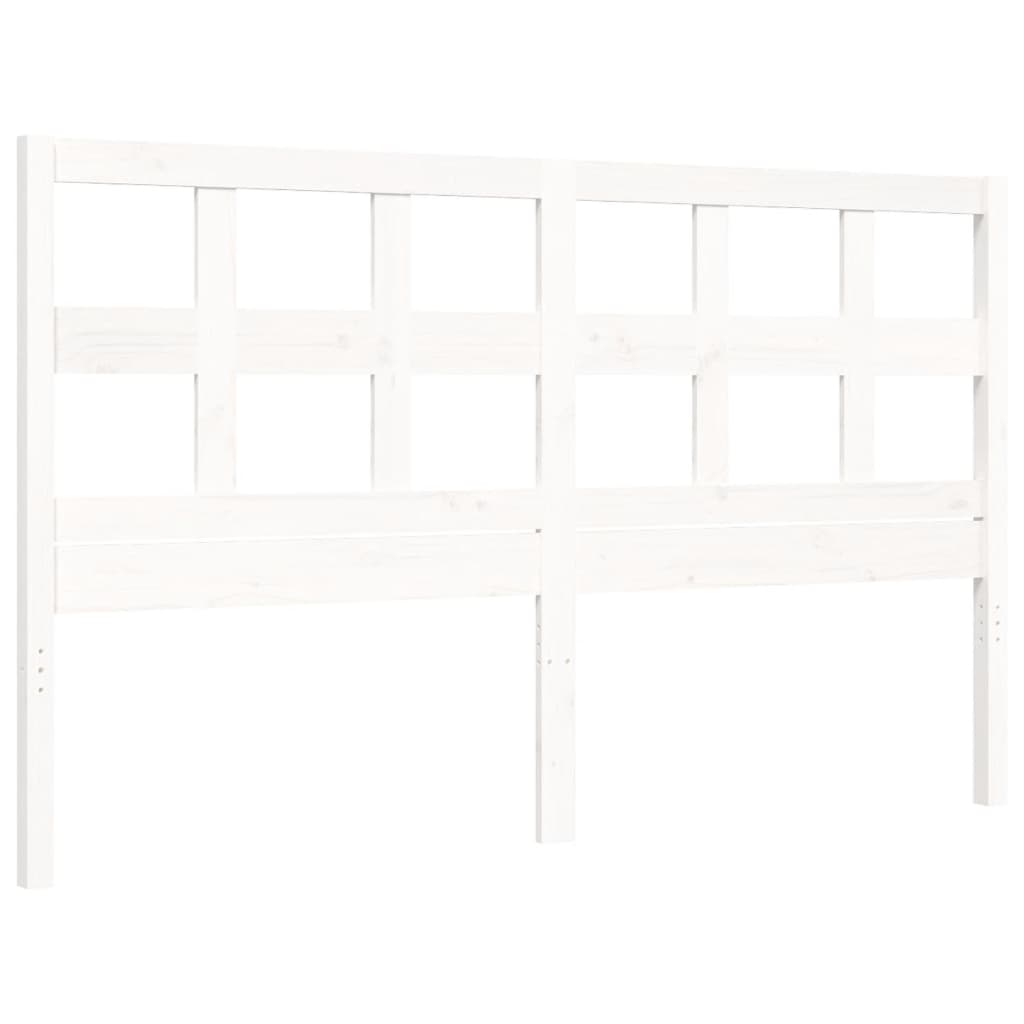 Cadre de lit sans matelas blanc bois de pin massif