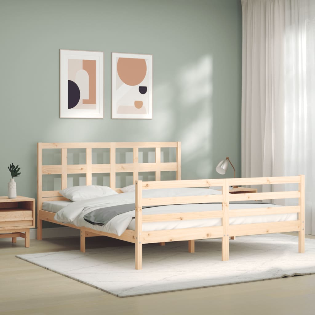 Bed frame without mattress 160x200 cm solid wood