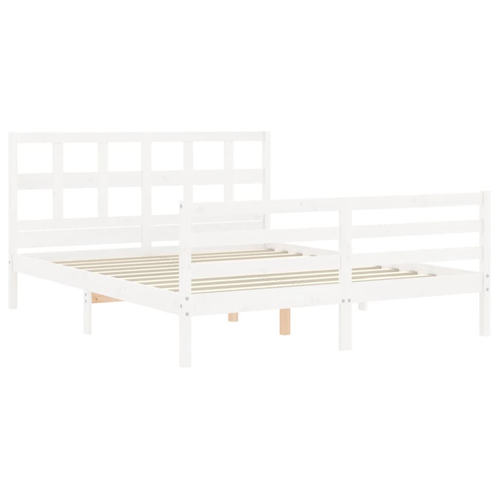 Cadre de lit sans matelas blanc 160x200 cm bois massif