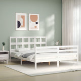 Cadre de lit sans matelas blanc 160x200 cm bois massif